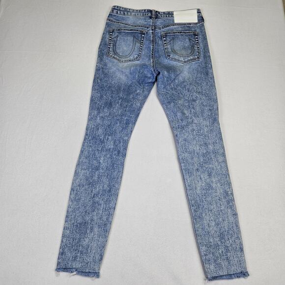True Religion Womens 29 Jean Halle High Rise Stonewash Stretch Distressed Holes - Picture 9 of 16